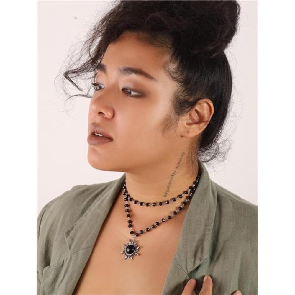 Black Bead Choker Necklace - Picture 4 of 7